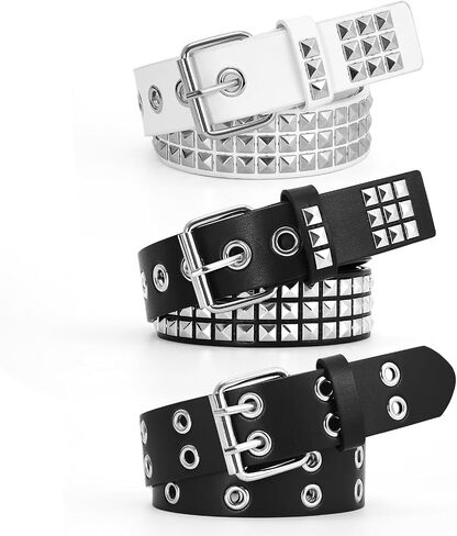 3 PCS حزام مرصع y2k المعادن القوطية الصخور البسلون حزام برشام الصخور مع هرم مشرق مرصع بالنساء الرجال in Kuwait