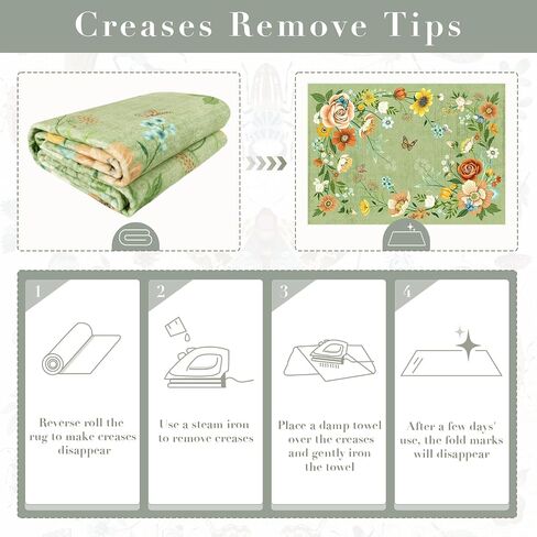 3x5 Rug for Bedroom Washable Rug Non Slip, Girl Rug, Low Pile Boho Floral Area Rug Carpet for Living Room,Bedside, Kids Room, Office, Light Green in Saudi Arabia