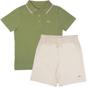 Tommy Bahama Boys Short Sleeve Classic Polo Shirt & Elastic Waist Shorts Set, Casual 2-Piece Summer Outfit for Kids