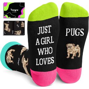 HAPPYPOP Funny Pugs Socks for Girls - Crazy Pugs Gifts Silly Fun Weird Gifts