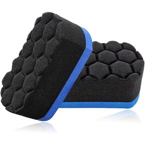 2 PCS Tire Waxing Applicator Pad, Easy Grip Hex Logic Tire Shine Dressing Applicator Sponge, Universal Automotive Tire Polishing Sponge Pads, Detailing Car Accessories (Blue) in Kuwait