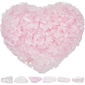 500g/1.1lb Rose Quartz Tumbled Stones Natural Stone Chips Small Pink Irregular Decorative Gemstone Beads Chips with No Holes Bulk for Home Vase Filler Bottle Planters Decor DIY Crafts