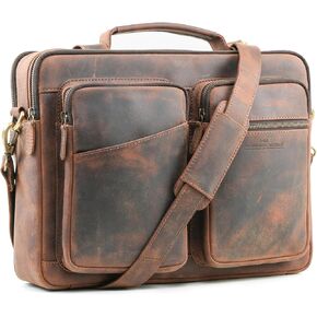 Handmade World Slim Genuine Leather Briefcase For Men Fits 16 Inch Laptop Satchel 'The StatesMan' Computer Messenger Bags For Business Office Work
