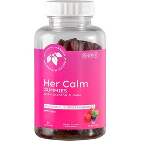 Mountain Meadow Herbs Her Calm Gummies – Natural Mood Support with Saffron, Passion Flower, St. John’s Wort, GABA – Stress Relief Supplement for Women – 60 ct