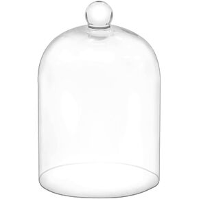 7.5" Tall Handmade Glass Cloche, Thick & Sturdy, Dia 5"xH 7.5", For Terrarium, Plants, Trinkets, Cakes, Figurines, LED Light String, Candle. Cloche Glass Dome, Bell Jar Display Case (1, 5.12"x7.48")