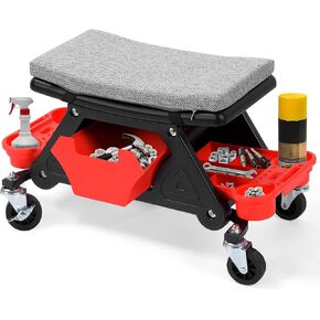 YITAHOME Mechanic Stool with Wheels, 300 LBS Capacity Garage Stool, Heavy Duty Rolling Mechanics Seat, Rolling Stools Seat for Automotive Auto Repair
