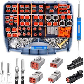 JRready ST6502 DTP DTHD Connector Kit, Deutsch Connector Kit, DTP Connectors 2 4 Pin and DTHD Connectors 1 Pin with Size 12 Stamped Contacts Deutsch Pin 12-16AWG, Removal Tools