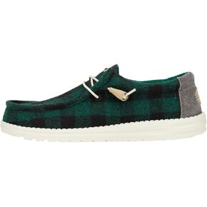 Hey Dude Wally Buffalo Plaid Hunter Green Size 11, Men’s Shoes, Men's Slip-on Loafers, Comfortable & Light-Weight