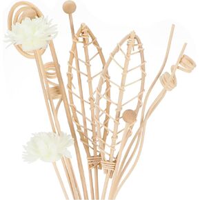 12pcs Reed Diffuser Sticks, Natural Rattan Flower Reed Fragrance Diffuser Set for Home Decor Long-Lasting Rattan Sticks for Essential Oils, Replacement Decorative Stick Office Bathroom Bedroom