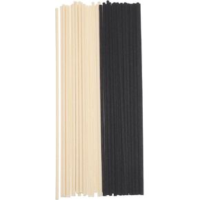 uxcell 100Pcs Reed Diffuser Sticks Set, Fiber Fragrance Flower Reed Diffuser Replacement Refill Sticks Flower Decor for Home, Hotel, Office (Beige Black)