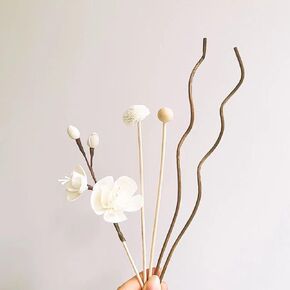 Reed Diffuser Sticks, Flower Sticks Set,White Rose Wood Flower, Reed Diffuser for Home, for Bedroom, Office Bathroom Shelf Decor (5 Pcs)