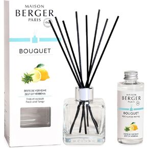 Maison Berger - REED Diffuser Clear Glass Scateded Bouquet - 8 Black Reed Sticks (8.3 Inges) - تشمل 100 ملليتر (3.4 أوقية السوائل) تعبئة العطر (نسيم المحيط)