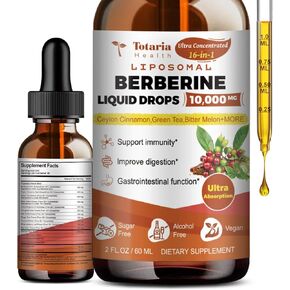 Berberine Supplement - Berberine HCL Digestion Support Increase GLP-1 Levels, AMPK Activator with Ceylon Cinnamon, Green Tea, Bitter Melon, Citrus Bergamot - 2 Fl Oz