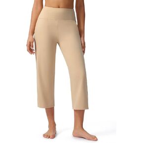 Capri Pants for Women Wide Leg Stretch Yoga Cropped Pants with Pockets Loose High Waist Casual Summer 22"