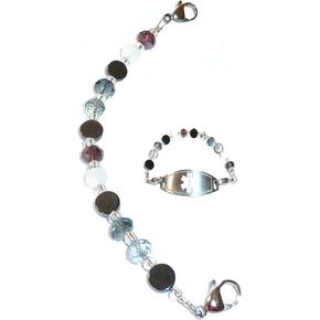 Hidden Hollow Beads Women's Artistic 6.5 or 5.5 inch long Medical Alert ID Interchangeable Replacement Bracelet, Identification Vital info tag