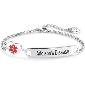 Silver Medical Alert Bracelets for Women Men Adjustable Stainless Steel Emergency First Aid Bracelets