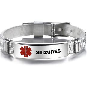 Red Medical Alert ID سوار الطوارئ للنساء للنساء من كبار السن للرجال الصحة الإنذار الصلب المقاوم للصدأ الصلب المقاوم للتعديل PVC BACELETS