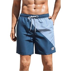 Floerns Men's Colorblock Drawstring Wide Leg Swim Trunk Quick Dry Board Shorts