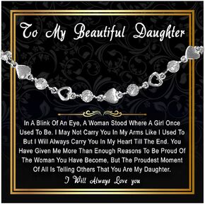 To My Daughter Bracelet From Mom Or Dad With Heartfelt Message & Elegant Box, Gifts For My Daughter, Jewelry Gift For Daughter From Mother and Father On Birthday, Graduation