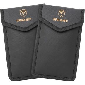 Faraday Bags for Phones 2-Pack,Anti-Theft Tracking Faraday Bag,Fireproof and Waterproof,5.1 x 8.1 inches,Used on Mobile Phones, Credit Cards (2 Pack, 5.1 * 8.1 inches)