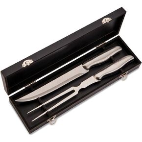 Solid Stainless Steel 2 Pc Carving Set in Black Box