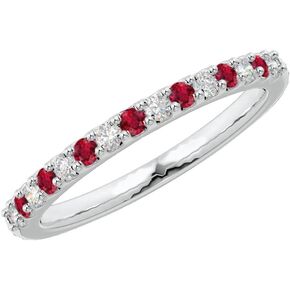 1-6 Carat Round 14K White Gold LAB GROWN Gemstone and LAB GROWN Diamond Wedding Band (1ct Center, AAAA Heirloom Quality)