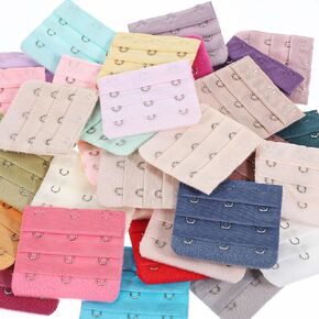 35pcs Women's Bra Extenders Brassiere Extension Hooks Elastic Stretchy Bra Extension Strap Assorted Colors 3 Rows x 3 Hooks Spacing for Plus Size
