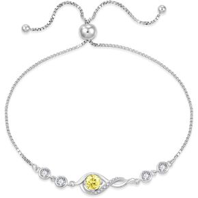 Infinity Bracelets for Women 925 Sterling Silver Adjustable Link Bracelet Birthstone Jewelry Gifts for Her