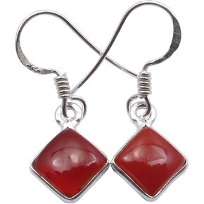 الأحجار الكريمة مجوهرات الكابينة الأقراط Carnelian 1.1 "925 الفضة الصلبة
