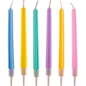 dekora - Pack of 6 x 10cm Tall Twisted Birthday Candles | Pastel Colours| Pink, Mauve, Orange, Blue, Yellow and Green | Ideal for Memorable Parties