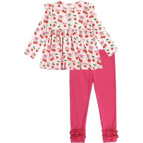 Toddler Girls' Clothes-Viscose from Bamboo, Long Sleeve Ruffle Top with Pant Sets for Kids 2Pcs Fall Outfits 2T-6Y in Saudi Arabia