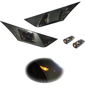 مصابيح علامة جانبية مدخنة العدسة متوافقة مع 2016-2021 Civic 10th Gen ، مصابيح التخليص الأمامية LED أبيض + T10 ، استبدال المكونات والعب OEM #33800TBAA02/H0251127N