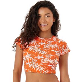 Roxy Women's Crop Top Rash Guard – UPF 50+, Quick-Dry Swim Shirt, Pool, Surf, Beach, Water Sports