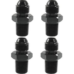 Waziaqoc 2PCS 6AN Male Flare to 1/8 Inch NPT Pipe Fitting Adapter, 9/16-18UNF Aluminum Straight Black