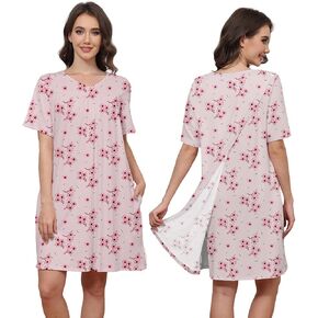 Hospital Gowns for Women Open Back Tear Away Snap Post shoulder Dress Short Sleeve Soft Adaptive Clothing with Pockets