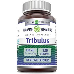Amazing Formulas Organic Tribulus Terrestris Extract Supplement | 630 Mg Per Serving | 120 Veggie Capsules | Non-GMO | Gluten-Free | Made in USA