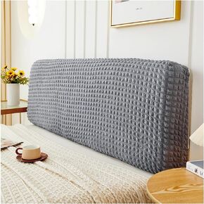 Stretch Bed Headboard Cover, Waffle Grid Headboard Slipcover for Full Queen Cal King Size, Washable Bed Head Cover Furniture Dustproof Protector Cover for Bedroom Décor (White, 1.8m (71in))