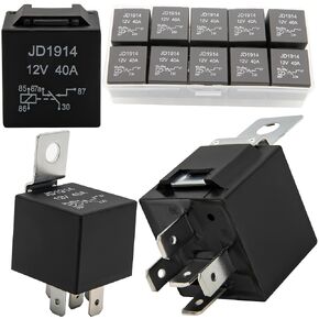 10 Pack 30/40 AMP 12V Relay Switch（SPDT）,Waterproof 5-Pin Relay Switch,for 12 Volt Automotive Marine Relays for Boats Auto Fan Cars