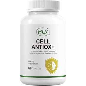 HUJ Cell Antiox+ Supplement - Superior Antioxidants & Cellular Support - Contains Grape Seed Extract, Pomegranate Extract, Resveratrol, and Vitamins C and E - 60 Capsules