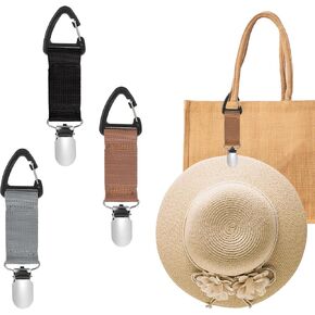 3 PCS Clip Travel Hat Clip لحقائب اليد وحقائب الظهر والأمتعة وحامل القبعة المرنة والمغناطيسية ، مقطع قواعد البط متعددة الوظائف ، ملحق سفر في الهواء الطلق للنساء ، 3 ألوان (أسود ، كاكي ، رمادي)