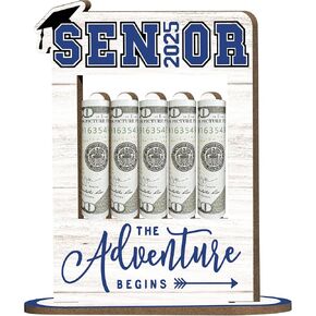 Money Holder for Cash Gift Senior Graduation Money Holder with 5 Holes Wooden Box Cash Holder 2025 Graduation Money Gift Ideas Money Holder for Class of 2025 Graduation Party Supplies-A05