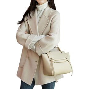 CHARTOU Women Wool Coat Peacoat Jacket Thick Loose Double Breasted Pea Coat Woolen Winter Overcoat