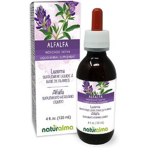 Naturalma Alfalfa or Lucerne (Medicago Sativa) herb with Flowers Alcohol-Free Tincture - Rich in Natural Chlorophyll - 4 fl oz Liquid Extract in Drops - Herbal Supplement - Vegan