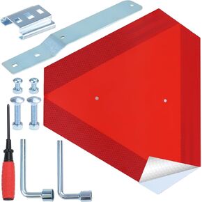 PVC Slow Moving Vehicle Triangle with Sign Mounting Bracket for Vehicles, Golf Carts, Tractors - Outdoor Accessories (1x Triangle+1 Bracket+4 Bolts+4 Nuts)