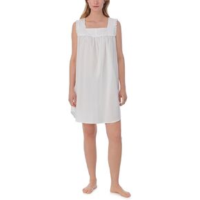 Women's 100% Cotton Dream Chemise, Sleeveless Design, Pintuck Neckline & Button Front