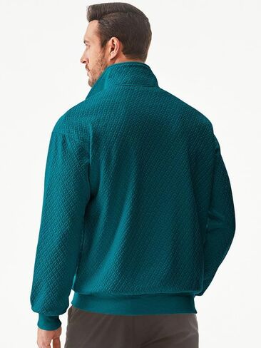 Men's Quarter Zip Sweatshirts Mock Neck Pullover Long Sleeve Solid Color Geometric Texture Waffle Sweatshirt in Saudi Arabia