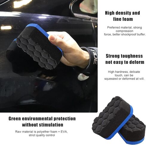 2 PCS Tire Waxing Applicator Pad, Easy Grip Hex Logic Tire Shine Dressing Applicator Sponge, Universal Automotive Tire Polishing Sponge Pads, Detailing Car Accessories (Blue) in Kuwait