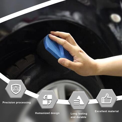 2 PCS Tire Waxing Applicator Pad, Easy Grip Hex Logic Tire Shine Dressing Applicator Sponge, Universal Automotive Tire Polishing Sponge Pads, Detailing Car Accessories (Blue) in Kuwait