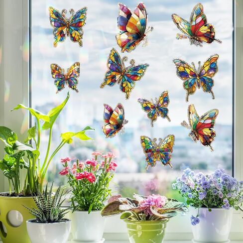 14pcs Window Decals for Bird Strikes, Anti Collision Window Clings, Rainbow Reflection Window Sticker, Maple Leaf Style Sun Catcher Stickers for Glass Windows in Saudi Arabia