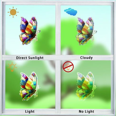 14pcs Window Decals for Bird Strikes, Anti Collision Window Clings, Rainbow Reflection Window Sticker, Maple Leaf Style Sun Catcher Stickers for Glass Windows in Saudi Arabia